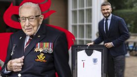 Inspirational Captain Sir Tom Moore visited at home by England