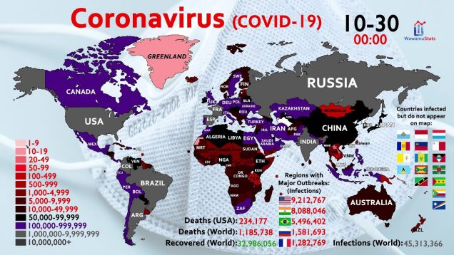 45 Million Coronavirus Cases Worldwide (Map Timelapse since January)