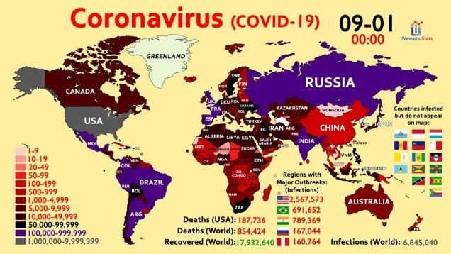 World Map Timelapse of the Coronavirus (January to September)
