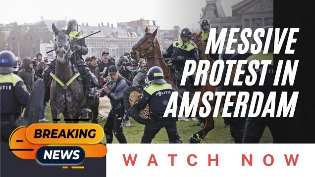MASSIVE protests in Amsterdam streets against Green Pass #VaccinePassports #Breaking #Netherlands